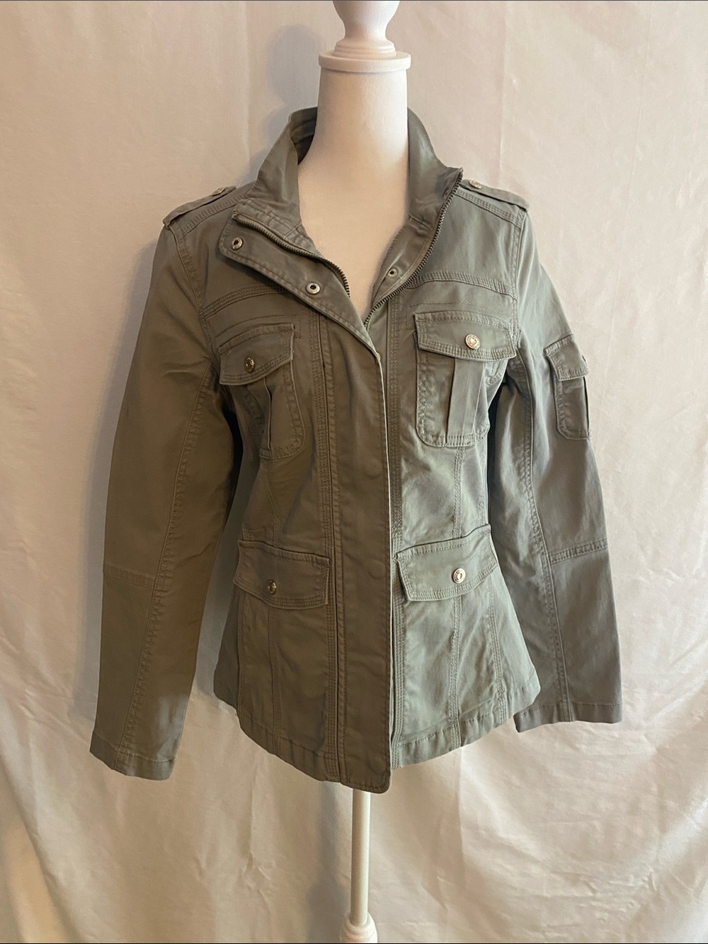Kensie grey military Utility Jacket with Front Pockets new nwt small